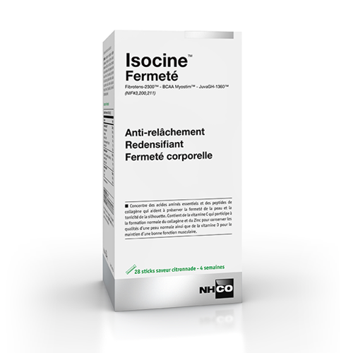 Isocine-Fermeté™, anti-relâchement corporel, redensifiant, riche en acides aminés, en collagène qui aide à préserver la fermeté de la peau.