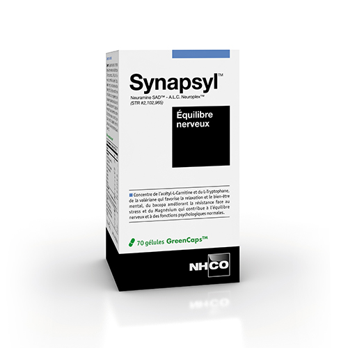 Synapsyl™ équilibre nerveux, anti-stress. Complément alimentaire contre le stress conçu par les laboratoires NHCO Nutrition.